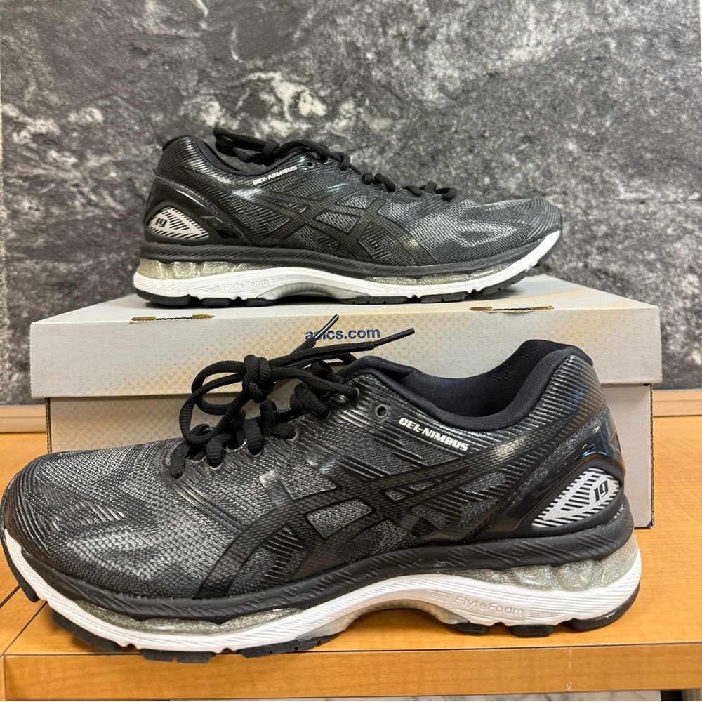 Asics Gel-Nimbus 19 (NIB) Running Shoes Men's sz 9 (T700N) Black/Onyx/Silver